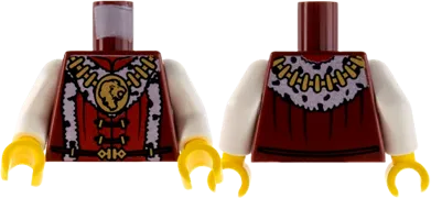Torso Castle Kingdoms Lion Head Medallion and Fur Trim Pattern / White Arms / Yellow Hands