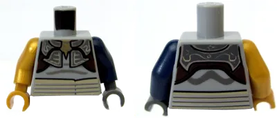 Torso SW Weequay Armor with Silver Lines Pattern / Dark Blue Arm and Dark Bluish Gray Hand Left / Pearl Gold Arm and Hand Right