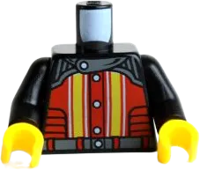 Torso Racers with 5 Buttons, Yellow and White Stripes Front, Crazy Demon Back Pattern / Black Arms / Yellow Hands