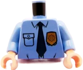 Torso Police Shirt with Gold Badge, Dark Blue Tie and Wrinkles Pattern / Medium Blue Arms / Light Nougat Hands