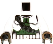 Torso SW Armor Clone Trooper with Shoulder Belt and Dark Green Markings Pattern / White Arms / Black Hands