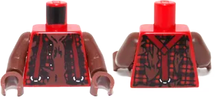 Torso Monster Fighters with Suspenders over Torn Shirt Pattern / Reddish Brown Arms / Reddish Brown Hands
