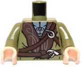 Torso LotR Cloak with Brown Collar and Straps Pattern &#40;Legolas&#41; / Olive Green Arms / Light Nougat Hands