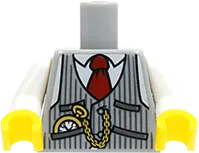 Torso Pinstripe Vest, Red Tie and Pocket Watch and Back Print Pattern / White Arms / Yellow Hands