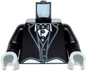 Torso Tailcoat and Vest Formal, White Shirt and Gray Bow Tie Pattern / Black Arms / Light Bluish Gray Hands