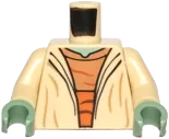 Torso SW Open Robe, Medium Nougat Shirt with Dark Orange Waist Sash, Sand Green Neck, and Hood on Back Pattern &#40;Yoda&#41; / Tan Arms / Sand Green Hands