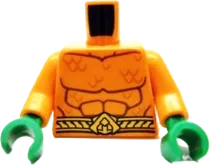 Torso Bare Chest with Muscles Outline, Scales and Belt on Front and Back Pattern / Orange Arms / Green Hands