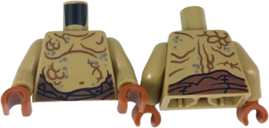Torso Bare Chest with Body Lines and Waistband Pattern / Dark Tan Arms / Reddish Brown Hands