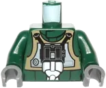 Torso SW Rebel A-wing Pilot with Dark Tan Vest and Black Front Panel with Breathing Apparatus Pattern / Dark Green Arms / Dark Bluish Gray Hands