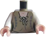Torso SW Female Dark Tan Robe with Light Tan Tie and Dark Bluish Gray Stitching &#40;both sides&#41; Pattern &#40;Leia&#41; / White Arms / Light Nougat Hands