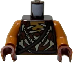 Torso LotR Armor Crude with Bones, Spikes and Dark Brown Straps Pattern &#40;Gundabad Orc&#41; / Medium Nougat Arms / Reddish Brown Hands
