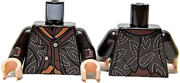 Torso LotR Coat Tattered with 2 Buttons, Dotted Leaves Pattern / Dark Brown Arms / Light Nougat Hands