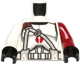 Torso SW Armor Clone Trooper with Dark Red Center Emblem, Gray Vertical and Diagonal Belts Pattern / Dark Red Arm Left / White Arm Right / Black Hands