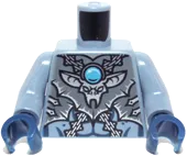 Torso Chima Dark Bluish Gray Armor, Silver Buckles, Bat Pendant and Dark Azure Round Jewel &#40;Chi&#41; Pattern / Sand Blue Arms / Dark Blue Hands