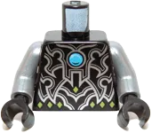 Torso Chima Silver Armor, Lime Diamonds and Dark Azure Round Jewel &#40;Chi&#41; Pattern / Flat Silver Arms / Black Hands