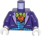 Torso Batman Suit with Medium Azure Vest, Orange Shirt, and Lime Bow Tie Pattern / Dark Purple Arms / White Hands