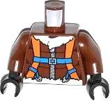 Torso Aviator Jacket with Orange Parachute and Straps, Arctic Explorer Logo on Reverse Pattern / Reddish Brown Arms / Black Hands