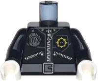 Torso Police 3 Zippers, Minifigure Head Badge, Radio and Belt Pattern &#40;Pattern on Front and Back&#41; / Black Arms / White Hands