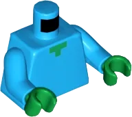 Torso Pixelated Green Neck Pattern &#40;Minecraft&#41; / Dark Azure Arms / Green Hands