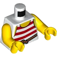 Torso Pirate Stripes Red with Rope Belt Pattern / Yellow Arms / Yellow Hands