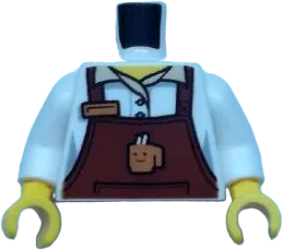Torso Reddish Brown Apron Female Outline with Cup and Name Tag Pattern / White Arms / Yellow Hands