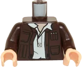 Torso SW Open Jacket with Pockets and Gadgets and White Open Undershirt with Collar Pattern / Dark Brown Arms / Light Nougat Hands