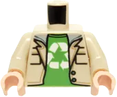 Torso Jacket over Sweatshirt with Gray Hood over Bright Green Shirt, Recycling Arrows Pattern &#40;Leonard&#41; / Tan Arms / Light Nougat Hands