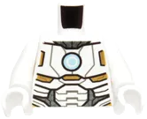 Torso Armor with Light Blue Circle and Gold and White Plates Pattern &#40;Space Iron Man&#41; / White Arms / White Hands