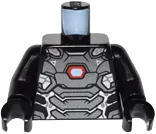 Torso Pearl Dark Gray and Silver Armor Plates with White and Red Reactor Pattern / Black Arms / Black Hands