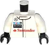 Torso Race Suit with Mercedes-Benz and Sponsor Logos on Front and &#39;Mercedes-Benz&#39; on Back Pattern / White Arms / Black Hands