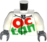 Torso Octan Logo Race Suit with Silver Zipper Pattern / White Arms / Dark Bluish Gray Hands