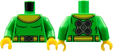 Torso Super Hero Yellow Collar and Belt, Silver Buckle, Black Muscles Outline, Gear on Back Pattern &#40;Dr. Octopus&#41; / Bright Green Arms / Yellow Hands