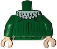 Torso Super Hero White Feather Collar, Dark Green Vertical Stripes, and Black Muscles Outline Pattern &#40;Vulture&#41; / Green Arms / Light Nougat Hands