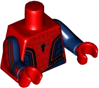Torso Spider-Man Costume 8 Dark Blue, Thin Web, Small Spider with Thin Abdomen Pattern / Dark Blue Arms with Black and Red Webbing Pattern / Red Hands
