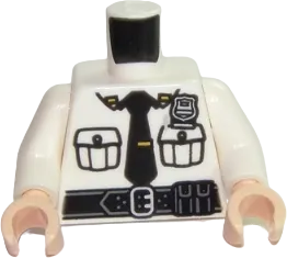 Torso Police Shirt with Black Tie, Silver Badge, Black Belt with Pouch and Buckle on Front, Line on Back Pattern / White Arms / Light Nougat Hands