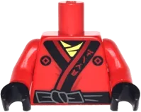 Torso Ninjago Robe with Ninjago Logogram 'FIRE', Black Sash and Gold Emblem Pattern / Red Arms / Black Hands