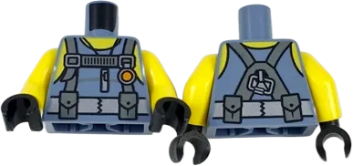 Torso Scuba Suit with Utility Belt with 2 Pouches, Yellow Neck and Shoulders Pattern / Yellow Arms / Black Hands