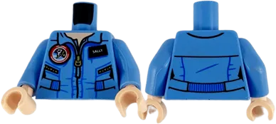 Torso Female Jumpsuit with Zipper with &#39;SALLY&#39; Name Tag Pattern &#40;Sally Ride&#41; / Medium Blue Arms / Light Nougat Hands