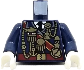 Torso Military Uniform with Medals and Dark Red Sash Pattern / Dark Blue Arms  / White Hands
