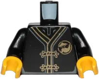 Torso Ninjago Robe with Gold Frog Clasps, Gold Sensei Wu Emblem Front and Gold Dragon Back Pattern / Black Arms / Yellow Hands