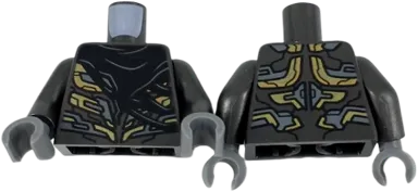 Torso Alien Armor with Gold and Dark Bluish Gray Details, Black Tattered Cape Pattern / Pearl Dark Gray Arms / Dark Bluish Gray Hands