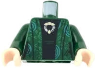Torso Female Robe with Green and Bright Light Blue Design, Black Shirt with Silver and Gold Broach Pattern / Dark Green Arms / Light Nougat Hands