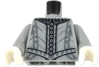 Torso Harry Potter with Silver Collar, Buttons, and Trim Lines Pattern / Light Bluish Gray Arms / White Hands