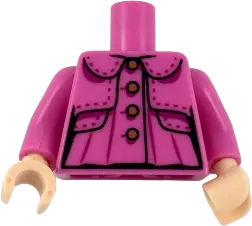 Torso Female Top with Collar, Shrug, Medium Nougat Buttons, Magenta Stitching and Gathers Pattern / Dark Pink Arms / Light Nougat Hands