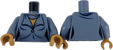 Torso Female Scarf and Dress Top with Large Lapels, Medium Nougat Neck Pattern / Sand Blue Arms / Medium Nougat Hands