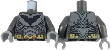Torso Armor, Black Bat Logo, Silver Plates, Gold Belt Pattern with Red Semicircles / Pearl Dark Gray Arms / Dark Bluish Gray Hands