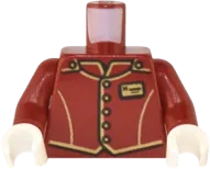 Torso Uniform Vest with Gold and Black Trim, Buttons, and Name Tag Pattern / Dark Red Arms / White Hands