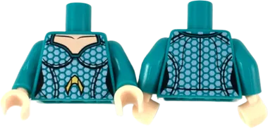 Torso Female Light Nougat Neck, Silver Hexagonal Scales, Gold Atlantis Logo Pattern / Dark Turquoise Arms / Light Nougat Hands