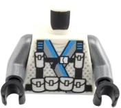 Torso Pouches, Straps and Backpack over Ninjago Robe with Blue Stripe Pattern / Flat Silver Arms / Black Hands