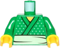 Torso Ninjago Kimono with White Belt and Dots Pattern / Green Arms / Yellow Hands